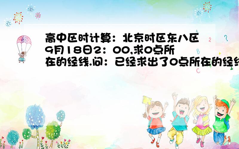 高中区时计算：北京时区东八区9月18日2：00,求0点所在的经线.问：已经求出了0点所在的经线是90°E,但为什么不是90°W?