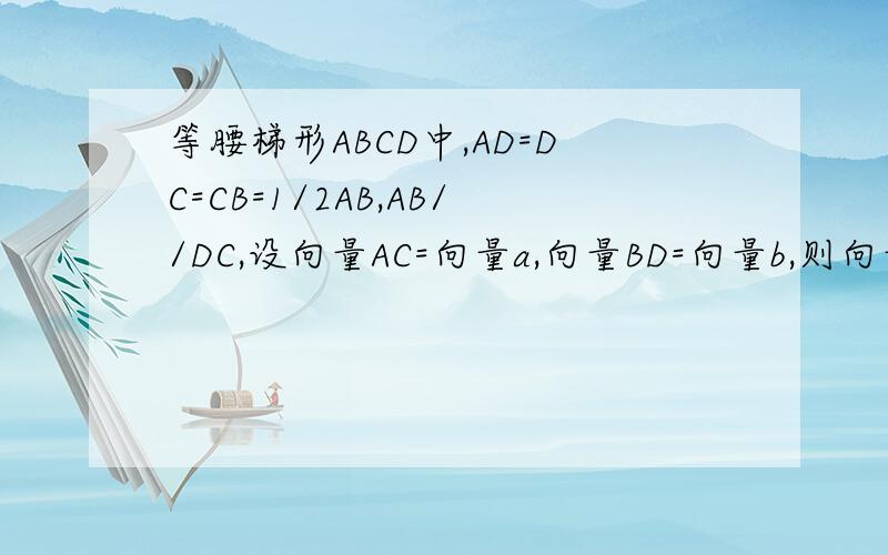 等腰梯形ABCD中,AD=DC=CB=1/2AB,AB//DC,设向量AC=向量a,向量BD=向量b,则向量AB用a,b表示为?