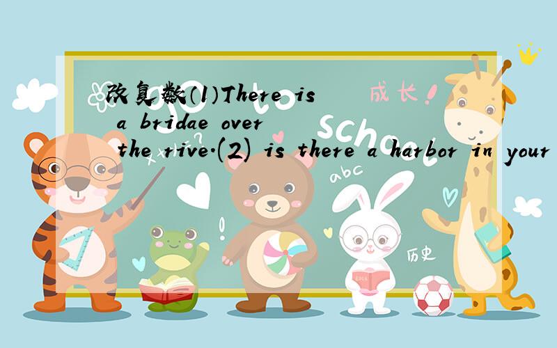 改复数（1）There is a bridae over the rive.(2) is there a harbor in your city?(3) There was a factory in our town.(4) Was there an orange in the bag?(5) There is an apple in my hand.