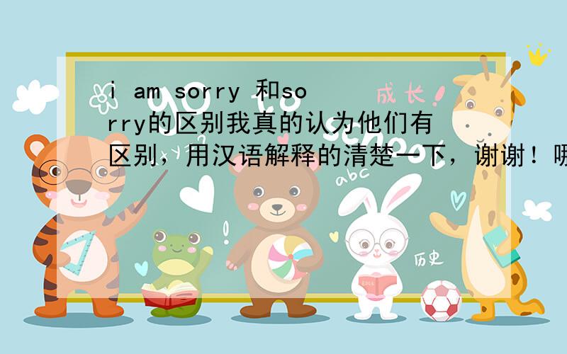 i am sorry 和sorry的区别我真的认为他们有区别，用汉语解释的清楚一下，谢谢！哪位语言学家帮帮我~