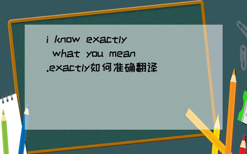 i know exactly what you mean.exactly如何准确翻译