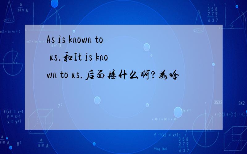 As is known to us.和It is known to us.后面接什么啊?为啥