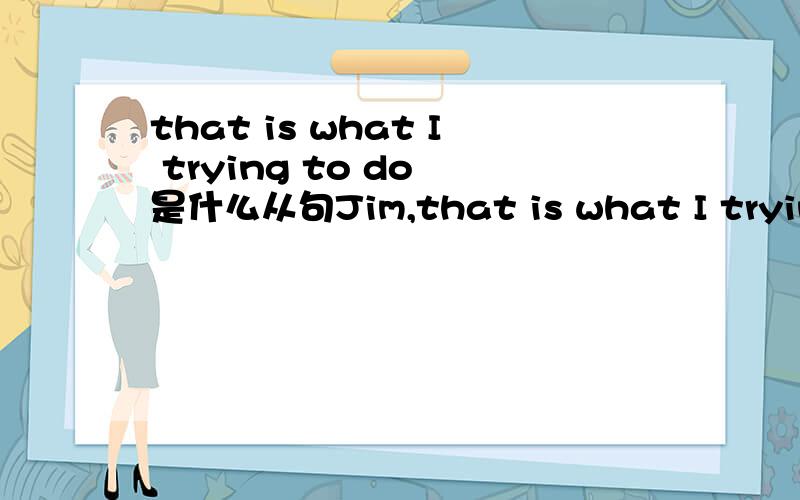 that is what I trying to do 是什么从句Jim,that is what I trying to do 是什么从句