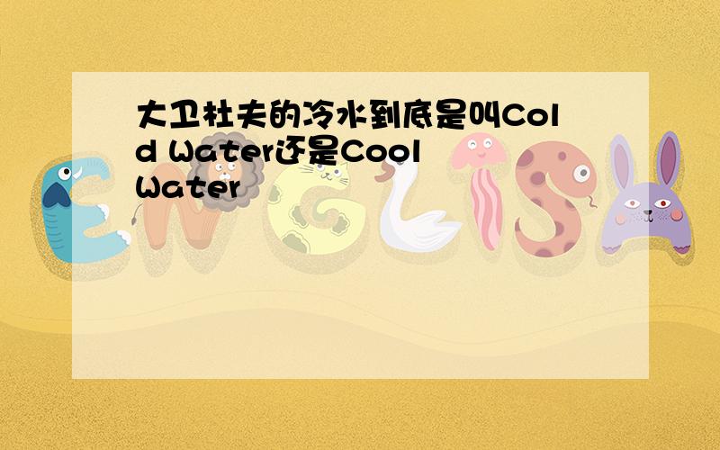 大卫杜夫的冷水到底是叫Cold Water还是Cool Water