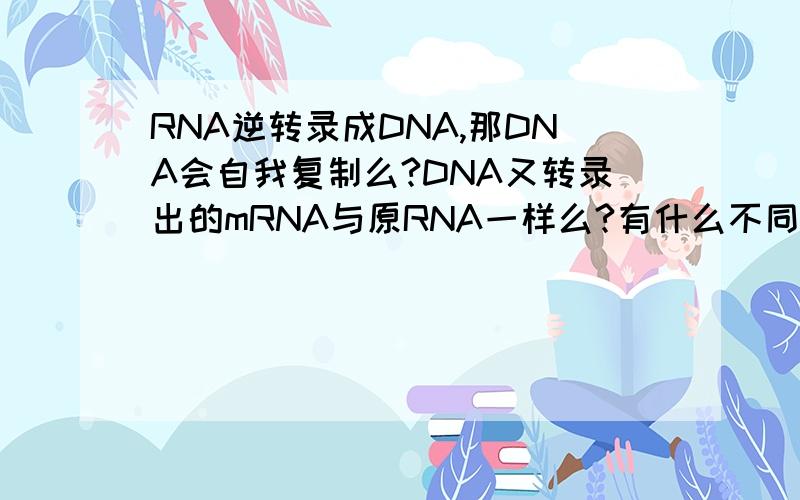 RNA逆转录成DNA,那DNA会自我复制么?DNA又转录出的mRNA与原RNA一样么?有什么不同?