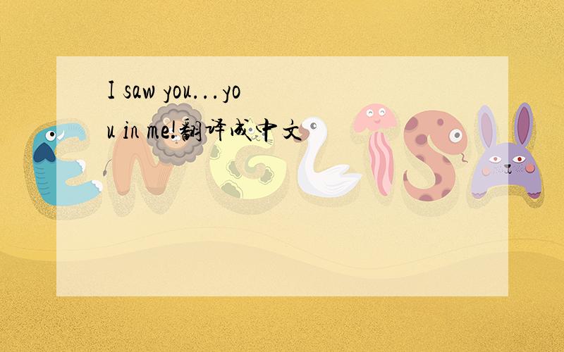 I saw you...you in me!翻译成中文
