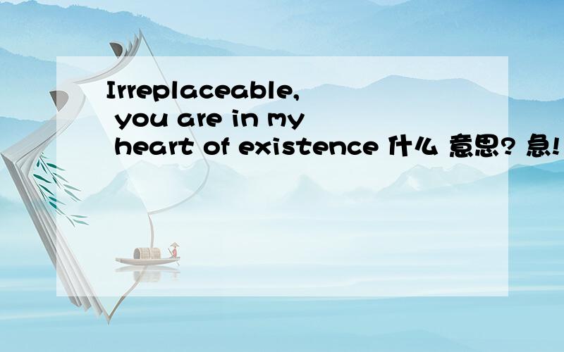 Irreplaceable, you are in my heart of existence 什么 意思? 急!
