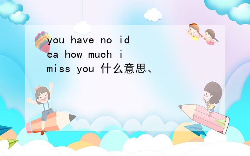 you have no idea how much i miss you 什么意思、