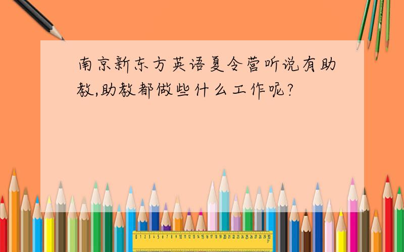 南京新东方英语夏令营听说有助教,助教都做些什么工作呢?