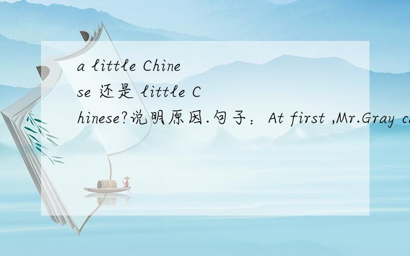 a little Chinese 还是 little Chinese?说明原因.句子：At first ,Mr.Gray can speak ( ) Chinese.