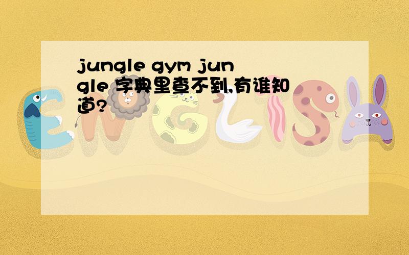 jungle gym jungle 字典里查不到,有谁知道?