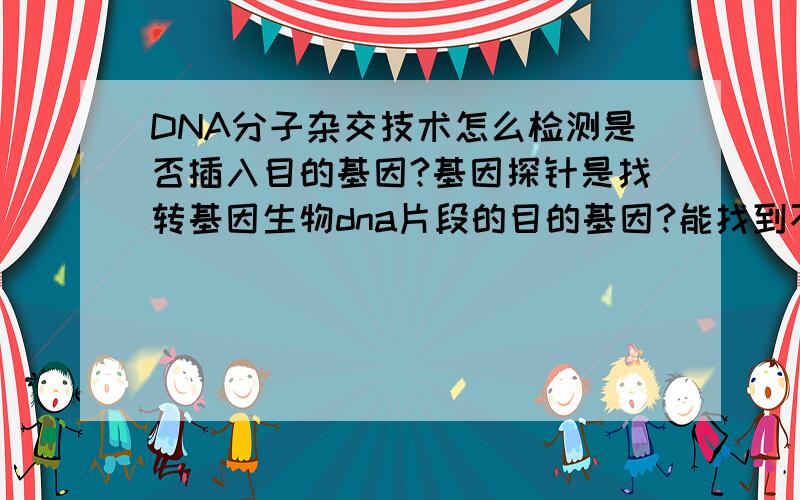 DNA分子杂交技术怎么检测是否插入目的基因?基因探针是找转基因生物dna片段的目的基因?能找到不是说明已经插入了吗?