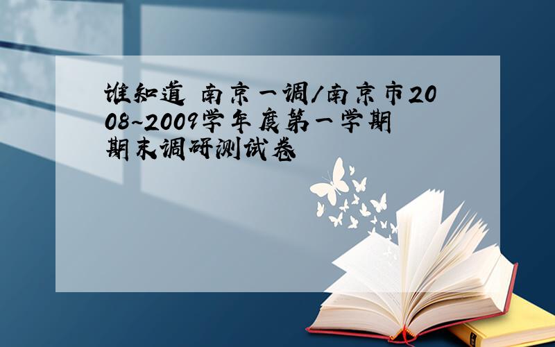 谁知道 南京一调/南京市2008~2009学年度第一学期期末调研测试卷