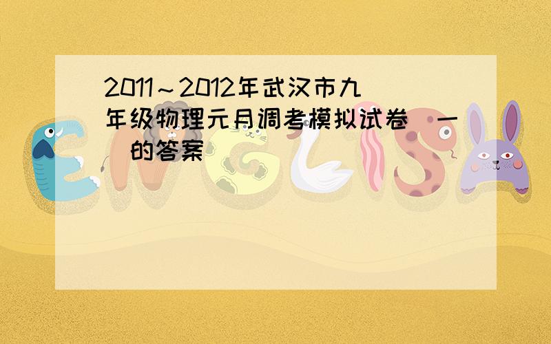 2011～2012年武汉市九年级物理元月调考模拟试卷（一）的答案