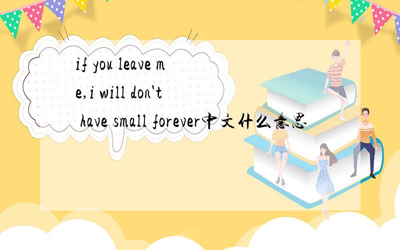 if you leave me,i will don't have small forever中文什么意思
