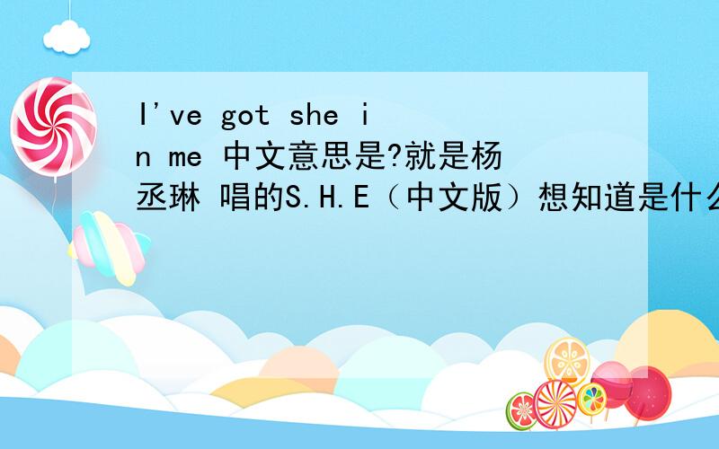 I've got she in me 中文意思是?就是杨丞琳 唱的S.H.E（中文版）想知道是什么意思!