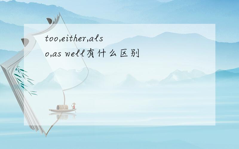 too,either,also,as well有什么区别