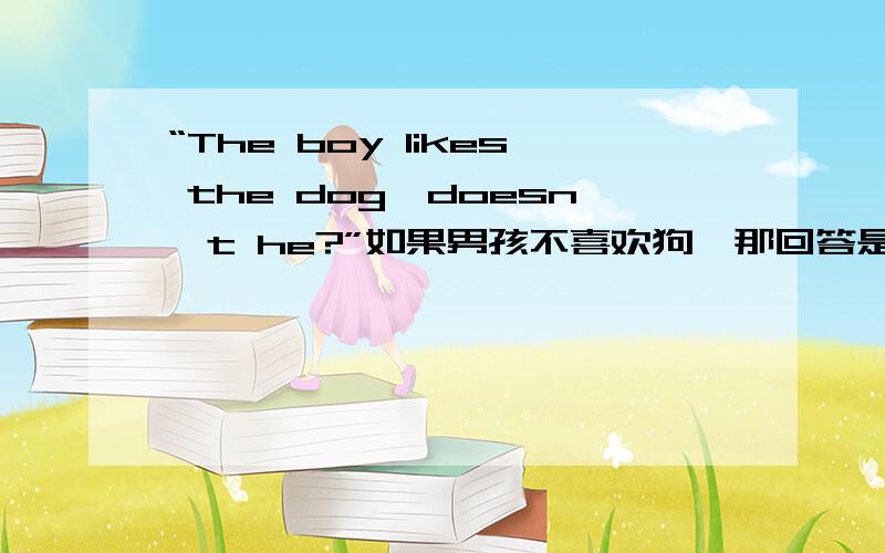 “The boy likes the dog,doesn't he?”如果男孩不喜欢狗,那回答是什么是：No,he doestn't.