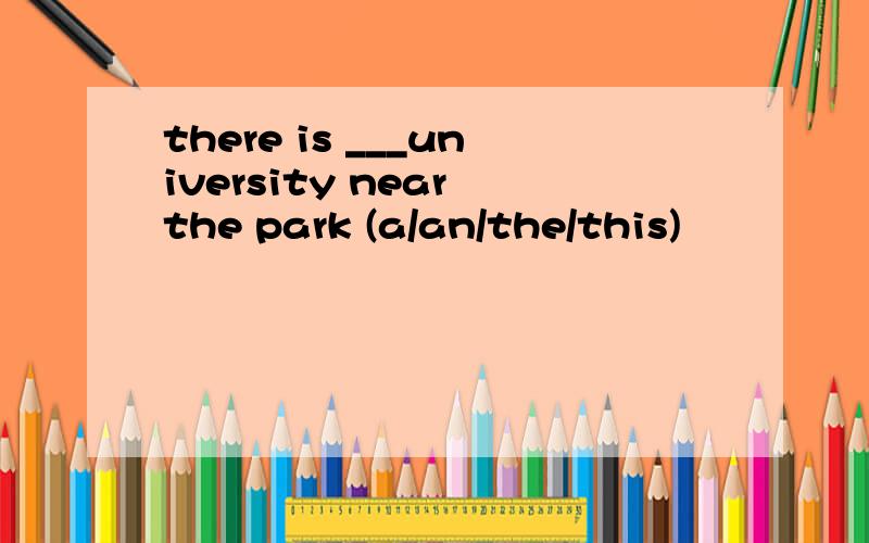 there is ___university near the park (a/an/the/this)