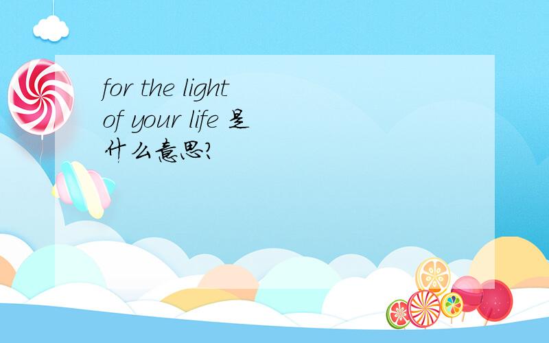 for the light of your life 是什么意思?