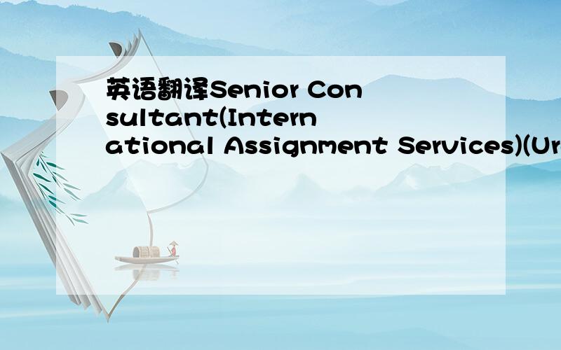 英语翻译Senior Consultant(International Assignment Services)(Urgent!)如上标题中的International assignment 译成中文如何理解