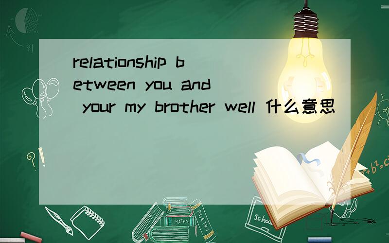 relationship between you and your my brother well 什么意思