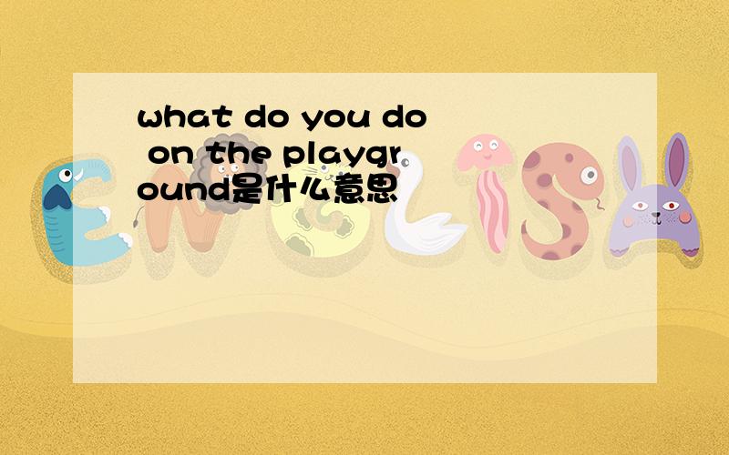what do you do on the playground是什么意思