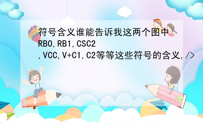 符号含义谁能告诉我这两个图中RB0,RB1,CSC2  ,VCC,V+C1,C2等等这些符号的含义,/>