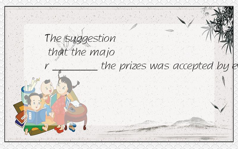 The suggestion that the major ________ the prizes was accepted by everyone.A) would presentB) presentC) presentsD) ought to present