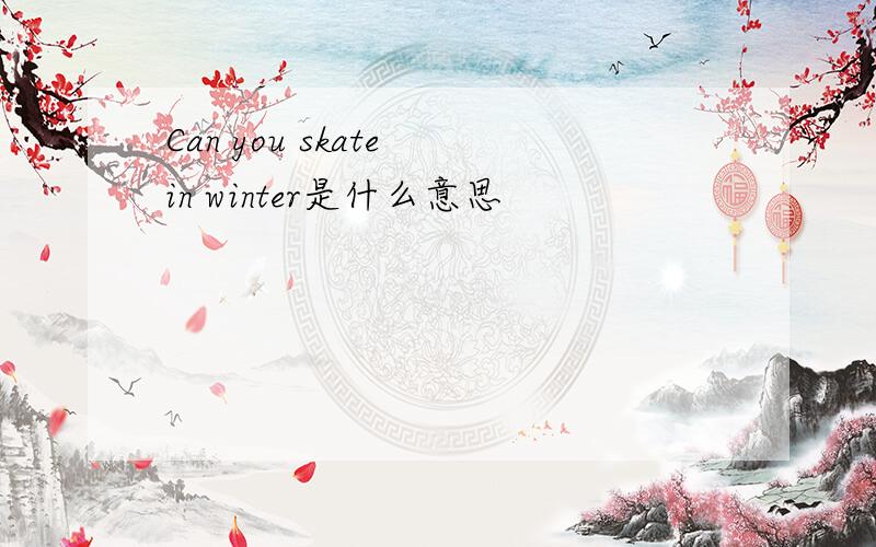 Can you skate in winter是什么意思