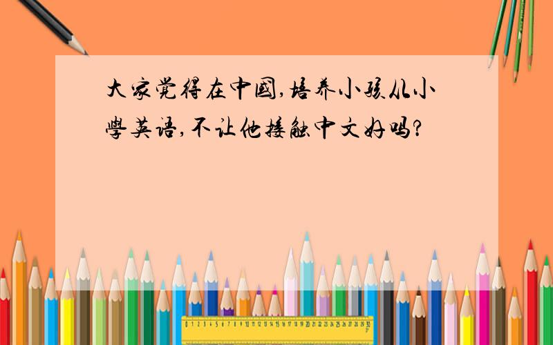 大家觉得在中国,培养小孩从小学英语,不让他接触中文好吗?