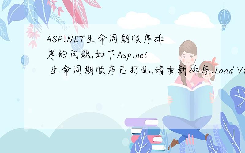 ASP.NET生命周期顺序排序的问题,如下Asp.net 生命周期顺序已打乱,请重新排序.Load ViewState and Postback data;Page_Init();Page_Load();Page_Render();Dispose method called;Handle control events;Unload event;Page_PreRender();