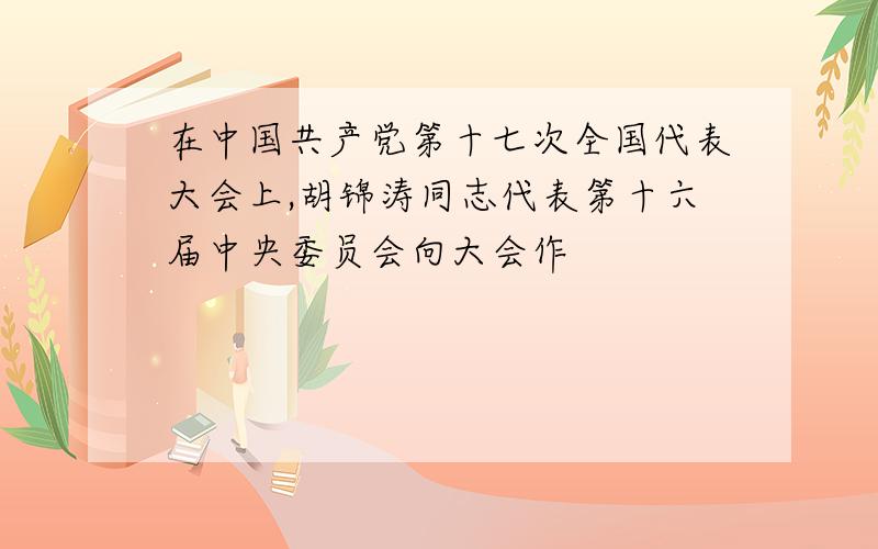 在中国共产党第十七次全国代表大会上,胡锦涛同志代表第十六届中央委员会向大会作