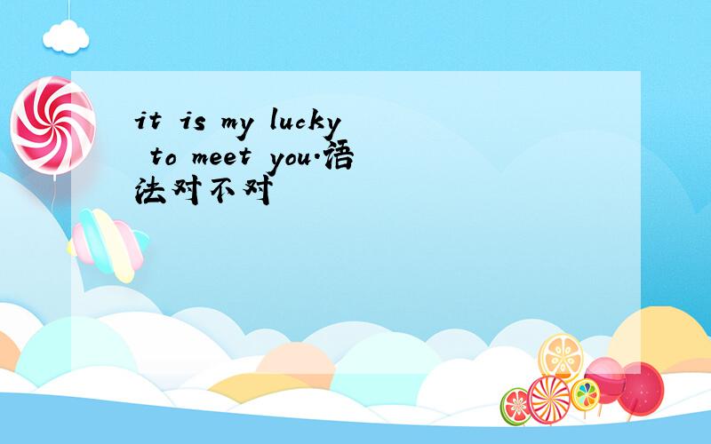 it is my lucky to meet you.语法对不对