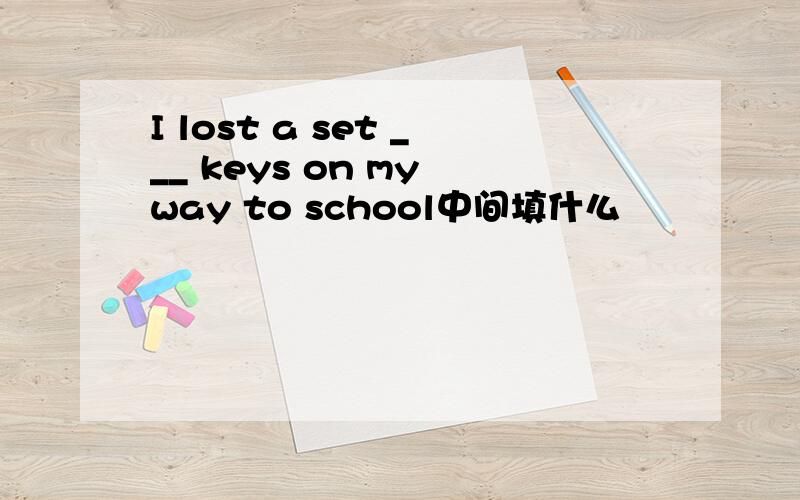 I lost a set ___ keys on my way to school中间填什么